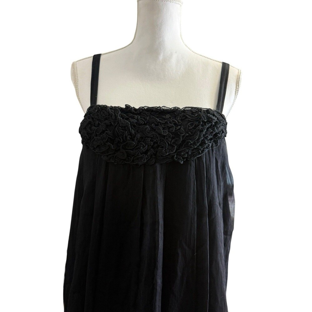 Alice + Olivia Black 100% Silk Rosette Babydoll Mini Dress Size Small - Picture 6 of 10